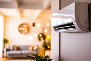 climatiseur-mural-salon-canape-plantes